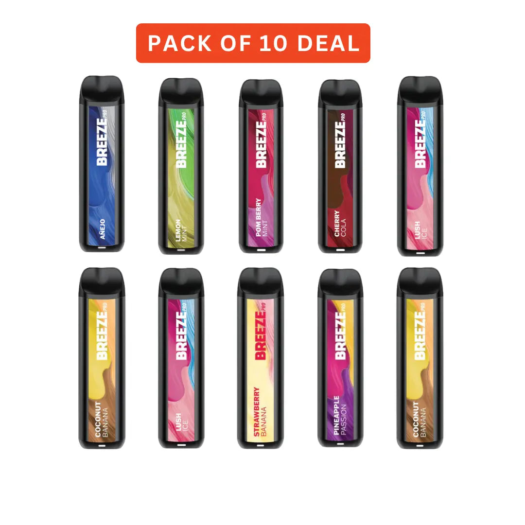 Breeze Pro 2000 Puffs Disposable Vape - 10-Pack Bundle