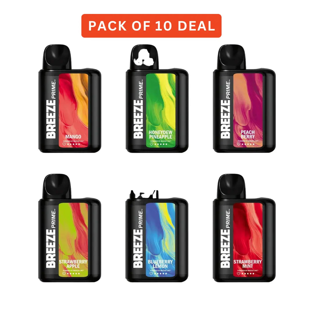 Breeze Prime 6000 Edition Disposable Vape -10-Pack Bundle