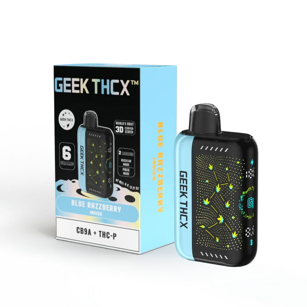Geek THCX Pulse 6 Grams CB9A + THC-P Curve Screen Disposable Vape Blue Razzberry