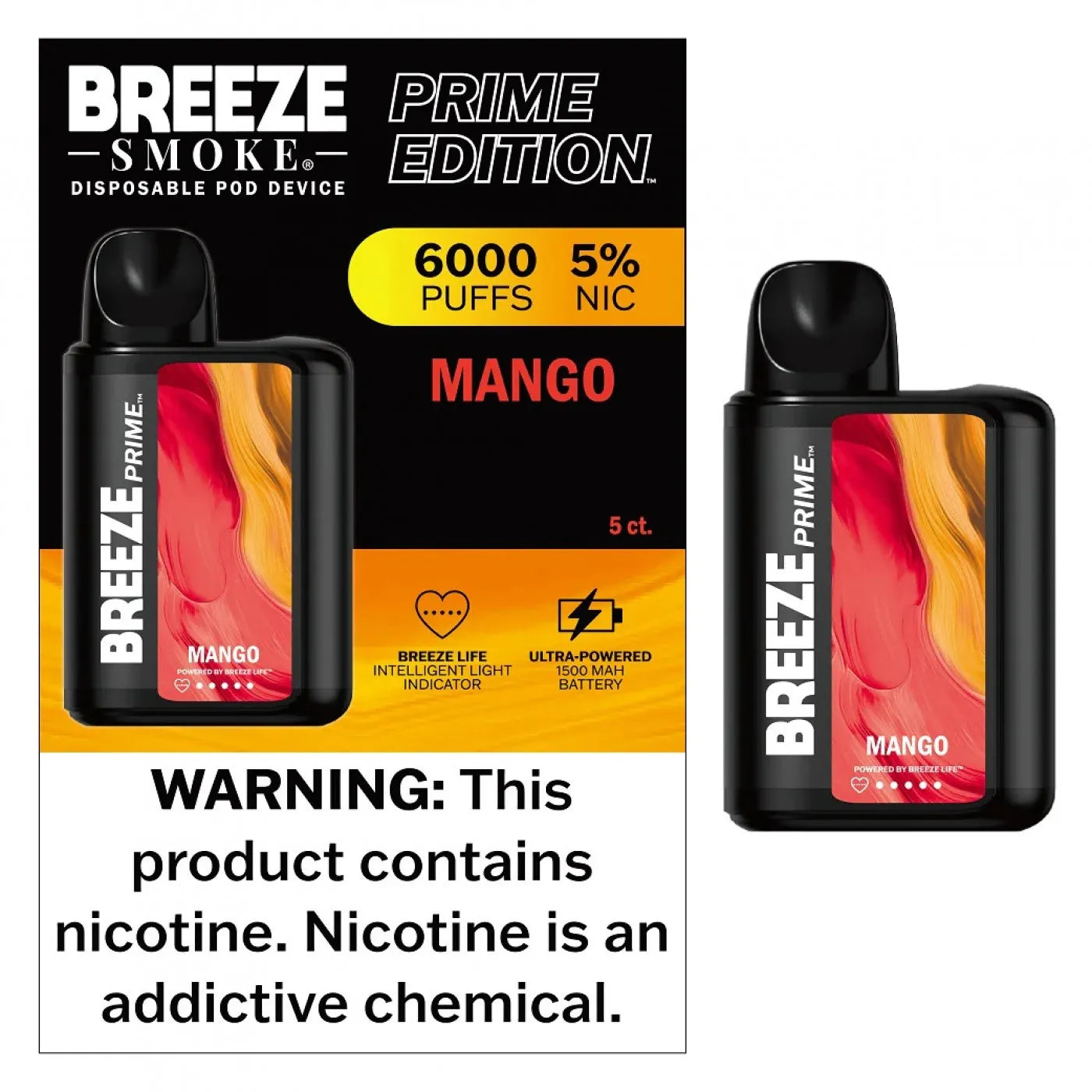 Breeze Prime Edition 6000 Puffs Disposable Vape Mango
