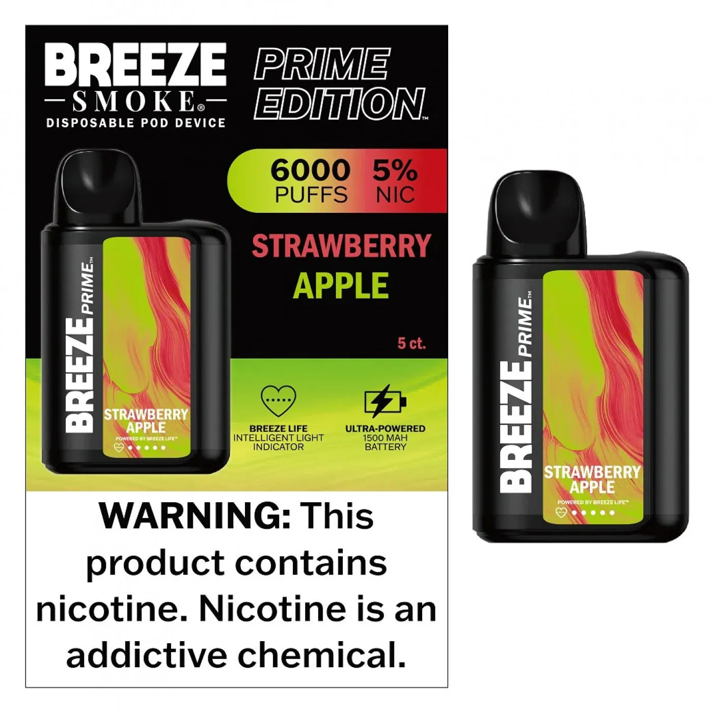 Breeze Prime Edition 6000 Puffs Disposable Vape Strawberry Apple
