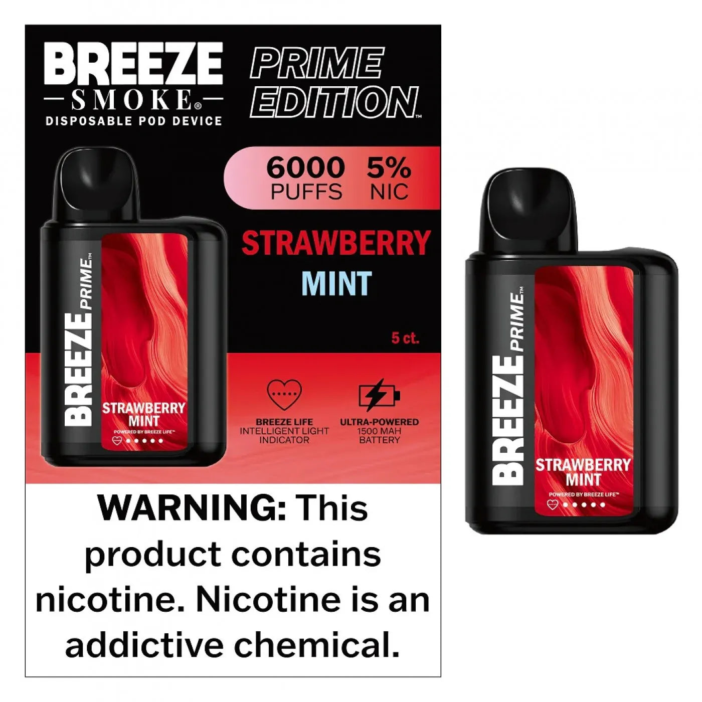 Breeze Prime Edition 6000 Puffs Disposable Vape Strawberry Mint
