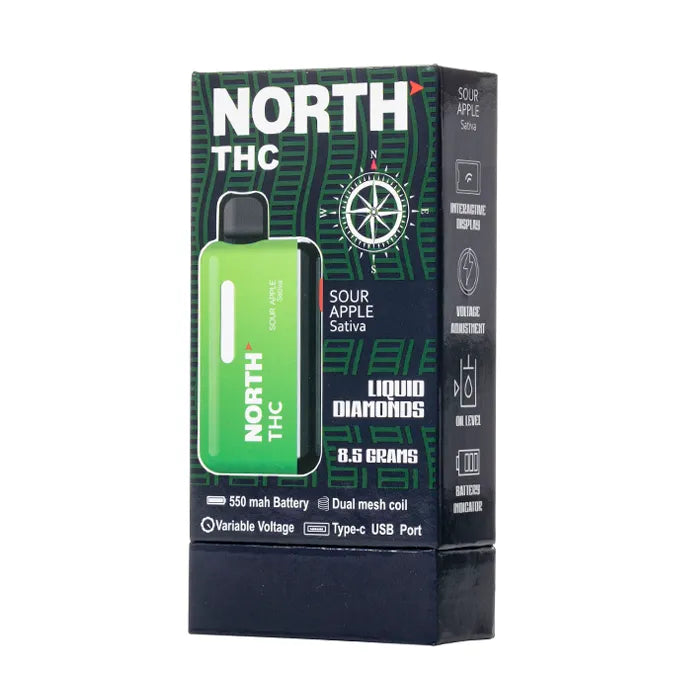 North THC Liquid Diamonds Disposable Vape 8.5G Sour apple sativa